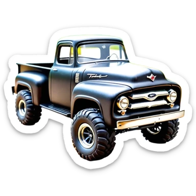 1:10 off-road lcg smoking rusting Arrma Traxxas Basher Wednesday Adam’s 1954 blackened tarnished hotrod utility streamlined anime Ford extended cab rc bulging pickup (extra wide low-profile pin tires chrome wheels with fenders) sticker
