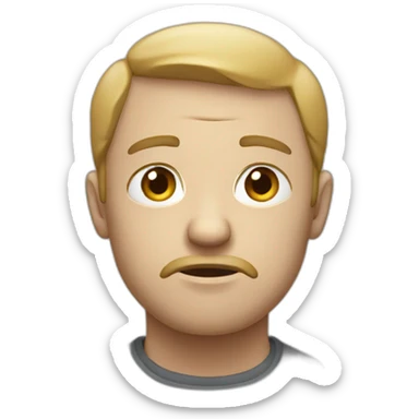 a very sad white man seen from the front sticker