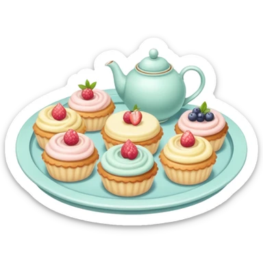 tea party pastries tray pastel colors sticker