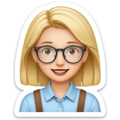 genius girl with glasses and braces sticker