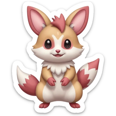 Cute adorable pastel Furret-Minccino-Zangoose-Buizel-hybrid-fusion, full body sticker