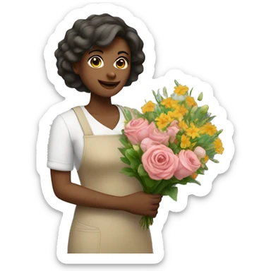 Woman florist with bouquet   sticker