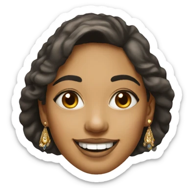 smiling female  portrait with jewelry  painted in a samosa  sticker