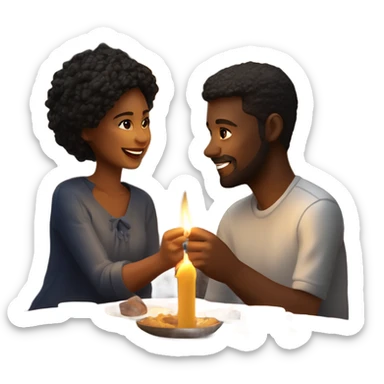 Hyper Realistic Romantic candlelit date, couple in love sticker