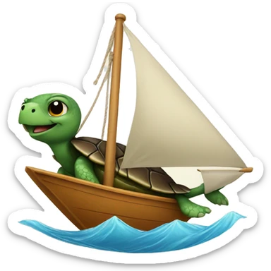 Turtle riding in a sailboat sticker
