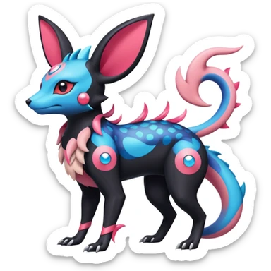 Salandit-Vibrava-Sylveon-Umbreon-fusion-Pokémon-hybrid-creature  sticker
