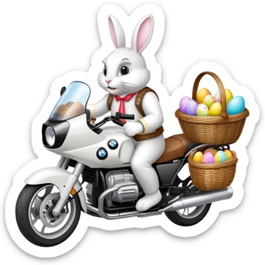 Easter bunny riding a BMW boxer motorcycle sticker