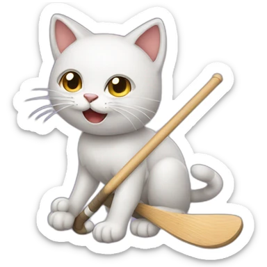 Cat play field hockey sticker