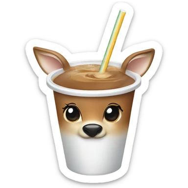 Baby deer drinking iced coffee sticker