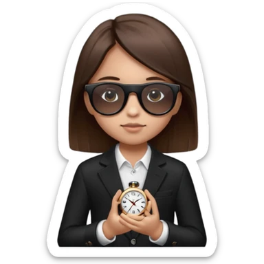 Un niño con pelo lacio color castaño,con lentes de sol negros y un reloj en la mano ,pero que el lente sea más oscuro  sticker