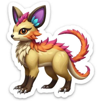 Rare realistic exotic cute epic pretty beautiful handsome gorgeous aesthetic colorful vibrant Vernid-Protogen-Primagen-Wickerbeast-species-Fakemon-creature by LiLaiRa, random markings, tufted ears, full body sticker