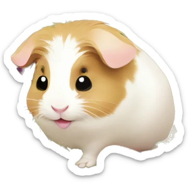 Guineapig eating a huge pile of veggies and fruit sticker