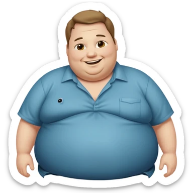 Hombre obeso mórbido con la barriga saliendo de la camisa sticker