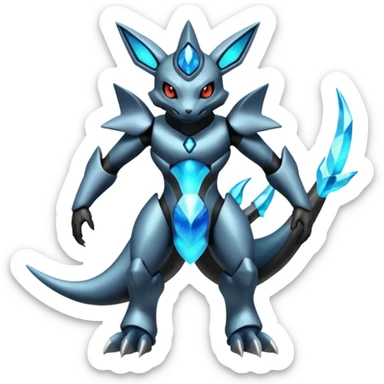 Shiny Futuristic Dusclops-Dusknoir-Salandit-Glaceon-Fakémon-hybrid-creature (full body)  sticker