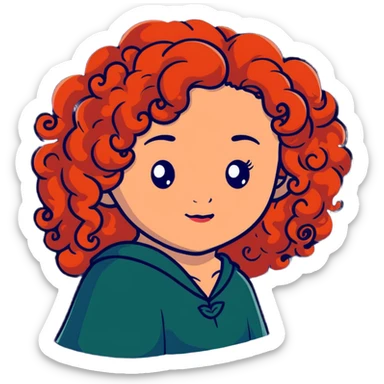 Merida from Brave with extremely long wild curly red hair and face completely covered with freckles sticker