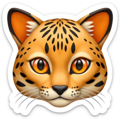 Draw an emoji of the face of an ocelot. Make it schematic. sticker