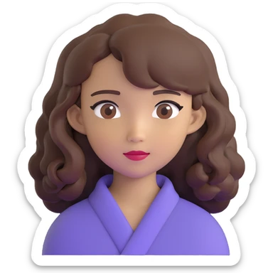 portrait of an Asian girl with medium brown wavy hair and brown eyes, paler skin tone sticker