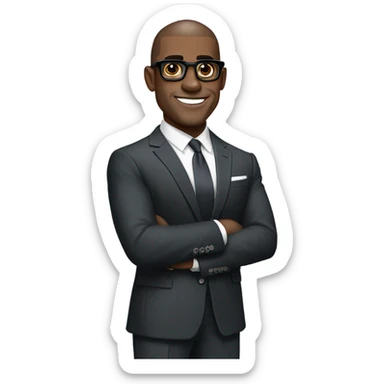 deon sanders with suit and glasses and buzz cut and small eyes  sticker