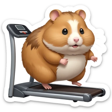 fat hamster big belly trying to run on treadmill sideways sticker