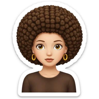a white girl with a Afro sticker