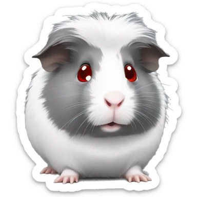 Fuzzy grey Guinea pig with white patches and red eyes  sticker