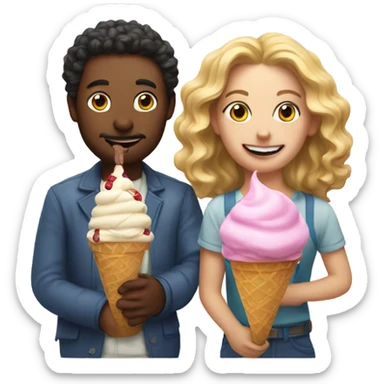 indoor portrait of duo with ice cream sticker