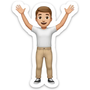 Guy emoji with hands up and out saying why with his pants by his ankles sticker