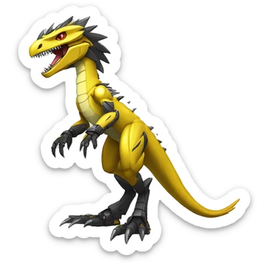 Edgy Yellow Shiny Digimon-Fakemon-Velociraptor-Dragon-Mecha full body sticker