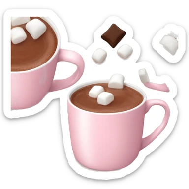 Hot chocolate with marshmallows in Pale pink mug sticker