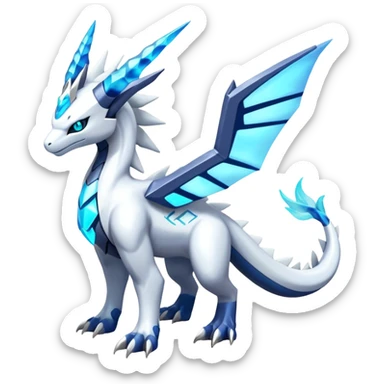 Futuristic Kyurem-reshiram-Glaceon-dialga-suicune-hybrid, full body sticker