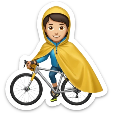 Cyclist with rain poncho sticker