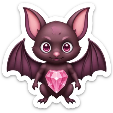 a normal bat witha pink diamond in its forhead, the full bat with his body, the diamond only in the forhead sticker