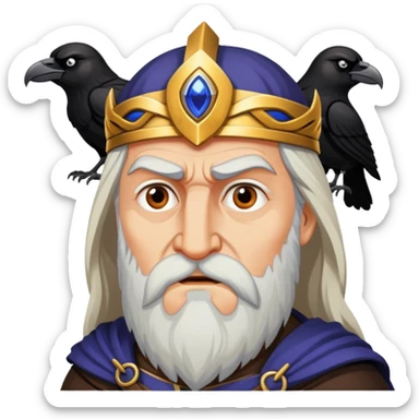 Norse god Odin with one eye and ravens sticker