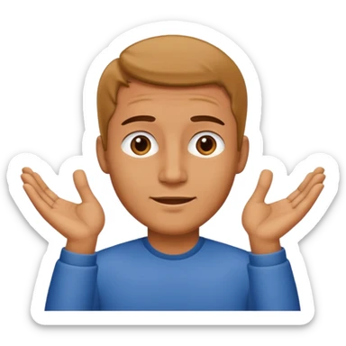 un homme qui secoue ses mains sous son menton sticker