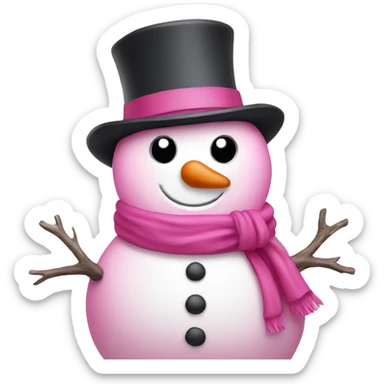 Pink snowman sticker