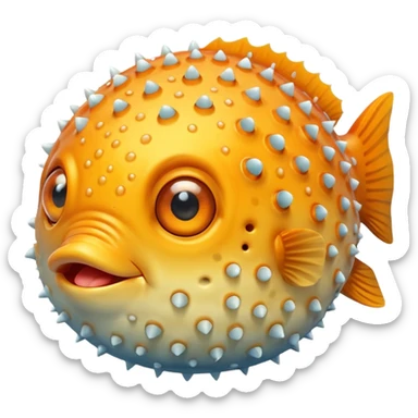 puffer fish, only eye, apple emoji style sticker