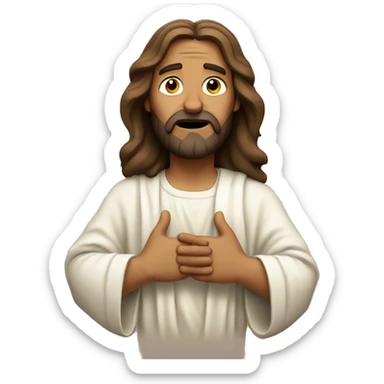 jesus shrugging with hands  sticker