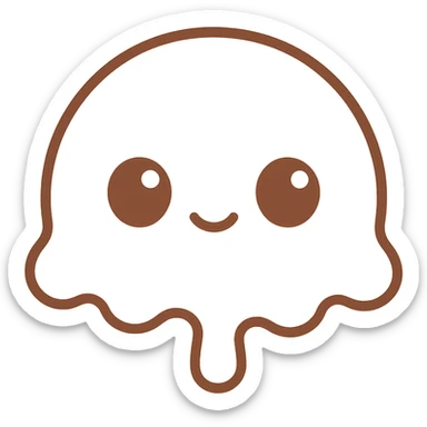 Create an emoji style kawaii illustration with very light creamy vanilla color, big shiny eyes, and a cute expression. The background should be transparent. sticker