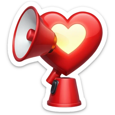 megaphone with a glowing heart coming out sticker