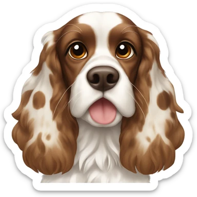 Brown and white spotted Cocker spaniel with a Mohawk  sticker