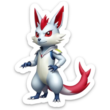  Cool Edgy Shiny Futuristic Ethereal Handsome Cute Zangoose-Sneasel-Digimon-hybrid full body sticker