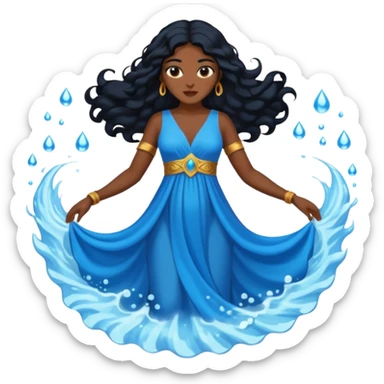 diosa del agua pelo negro sticker