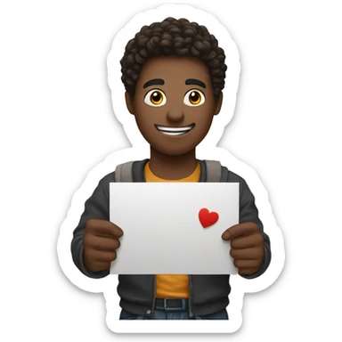 an emoji of a young guys holding a card saying subscribe to Kuizson sticker