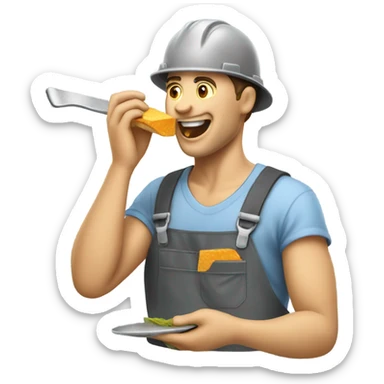 Roofer eating sticker