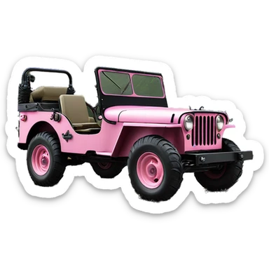 jungle tour 1942 Willy’s pearly pink cj  jeep with installed winch  sticker