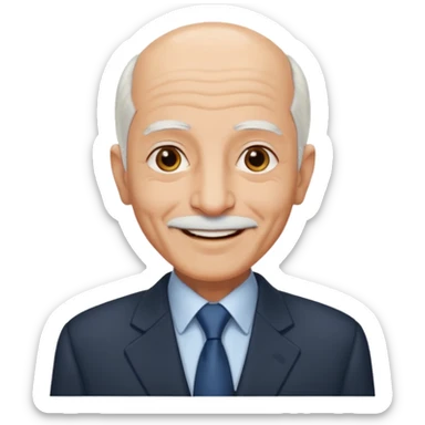 70 yr old man, almost bald, thin white hair, pakistani, business suit
 sticker