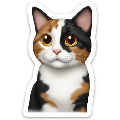 calico white cat with brown black calico cat sticker