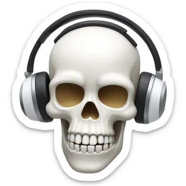 White base skull with white headphones on crying of laughter sticker