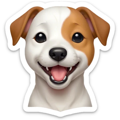 Cinematic Cute Yawning Jack Russell Terrier Portrait Emoji, Head tilted slightly with a dramatic, wide-open yawn, showcasing a compact, energetic form with floppy ears and sleepy, half-closed eyes, a slightly open mouth revealing gentle canine charm, Simplified yet irresistibly adorable features, highly detailed, glowing with a soft, cozy glow, high shine, relaxed yet expressive, stylized with a dash of whimsical canine ease, soft glowing outline, capturing the essence of a drowsy yet affectionate Jack Russell Terrier that appears ready to stretch out and yawn its way out of the screen! sticker