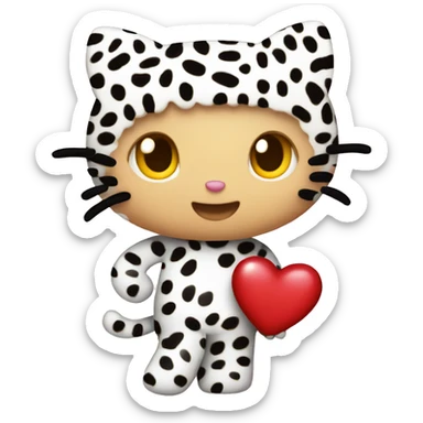 hello kitty holding leopard heart sticker